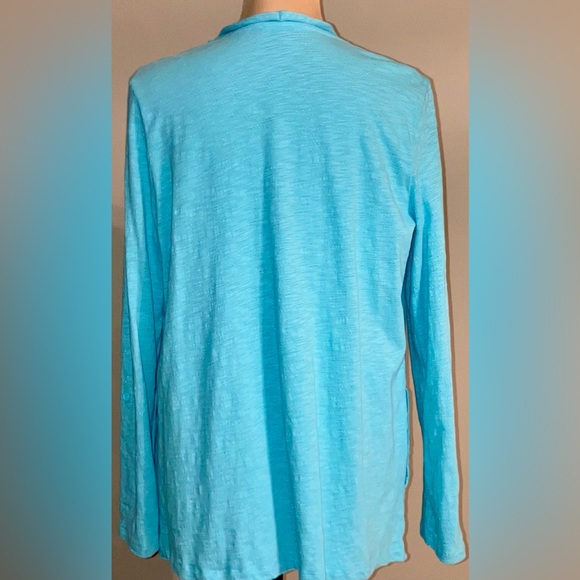 Women's T By Talbots Light Blue Roll Tab Sleeve Lightweight Cardigan, Small S - Picture 10 of 10
